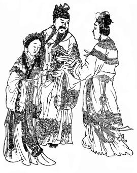 Qing Dynasty era picture, depicting the characters in Romance of the Three Kingdoms: Consort Dong, Emperor Xian and Empress Fu Shou