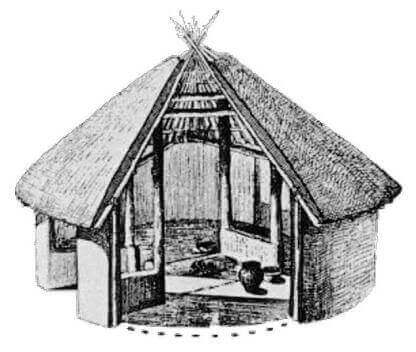 drawing of a typical Banpo village hut