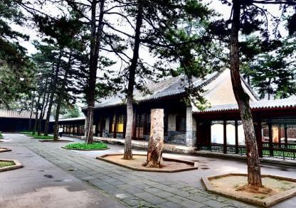 the buildings of the Chengde Summer Villa are set among trees