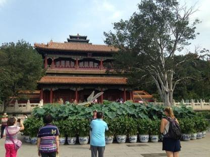 Qiwang Pavilion (front) and Wanchun Pavilion (behind on the peak) at the Jingshan Park in Beijing