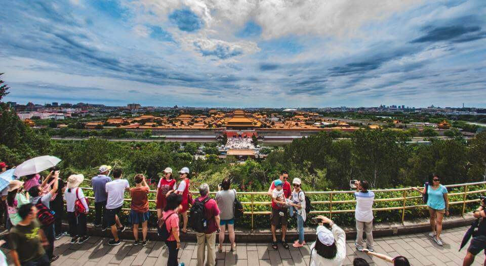view of the Forbidden City from the top of Jingshan Hill
