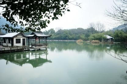 landscape view at the Orchid Pavilion Garden near Shaoxing