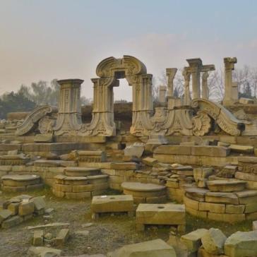 view of the ruins of the Grand Waterworks (Dashuifa) on the grounds of the Old Summer Palace in Beijing view of the ruins of the Grand Waterworks (Dashuifa) on the grounds of the Old Summer Palace in Beijing