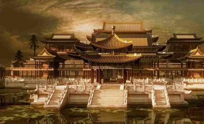 virtual reality recreation of palatial halls that once stood on the grounds of the Old Summer Palace