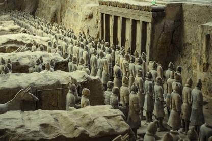 partial view of pit 1 at the Museum of the Terracotta Warriors and Horses