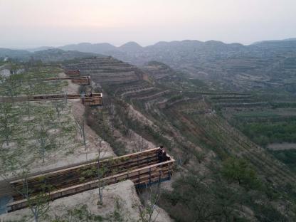 cantilever viewing platforms on the Holy Fire Lit Place hilltop