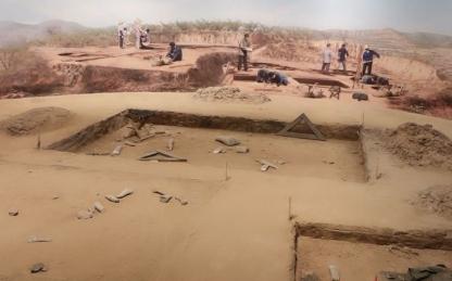 Museum display showing archeological excavations at the Xihoudu Site
