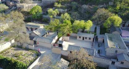 aerial view of a large part of the revolutionary site at the foot of Fenghuang Mountain in Yan'an