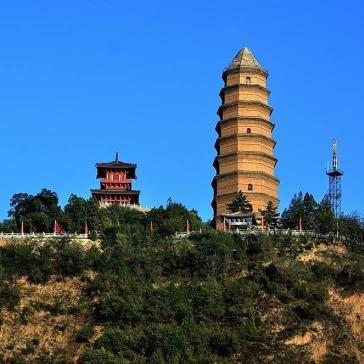 view of Pagoda Hill, Yan'an's most famous revolutionary site