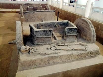 excavated chariot pits on display at the Yin Ruins Museum near Anyang