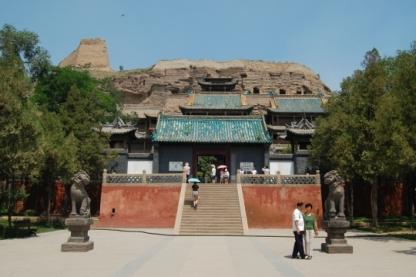 view of the entrance to the Yungang Grottoes near Datong