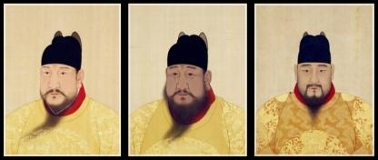 Ming dynasty paintings of the Hongxi Emperor, Zhu Gaochi; Xuanzong Emperor, Zhu Zhanji; Yingzong Emperor, Zhu Qizhen
