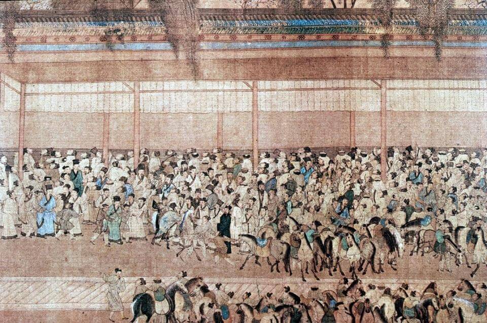 Qiu Ying's painting showing imperial examination candidates