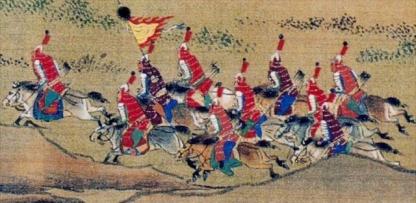 Ming cavalry shown in a scroll painting