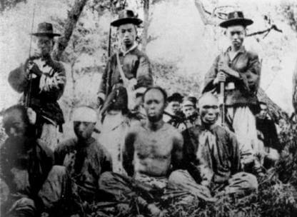 Korean soldiers and Chinese captives during the First Sino-Japanese War