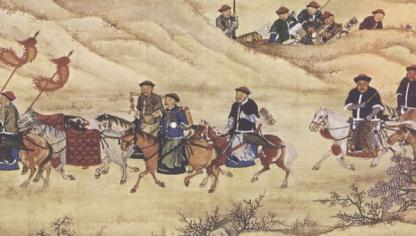 Members of the Manchu Banner troops during a hunting trip