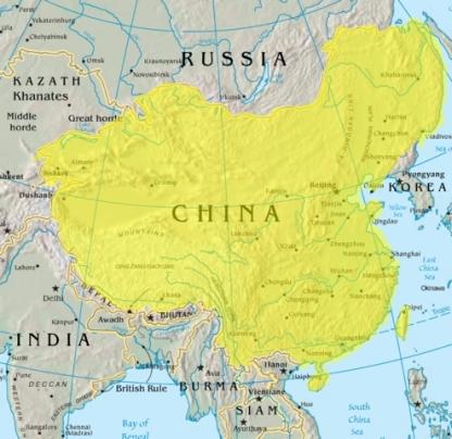 map of the Qing Dynasty empire in AD 1765