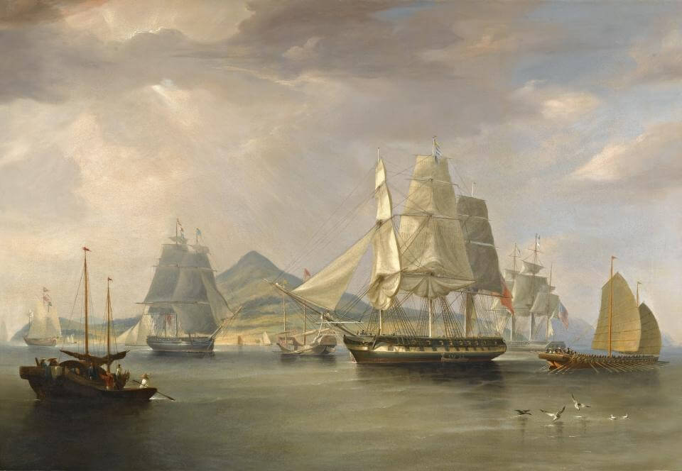 William John Huggins' oil painting - The opium ships at Lintin, China, 1824
