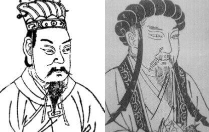 Left: the warlord Cao Cao, father of Cao Pi Right: General Zhuge Liang