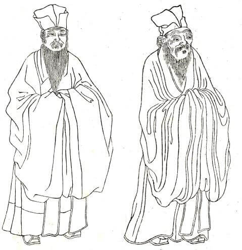 Left: the philosopher Cheng Yi Right: the philosopher Shao Yong - illustrations from a book published in 1743 by Shangguan Zhou