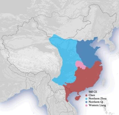 Map of the Northern and Southern Dynasties in AD 560