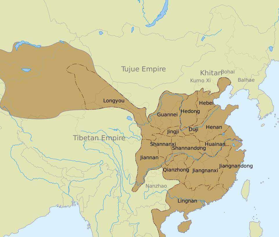 Map of the Tang dynasty territory in AD 742