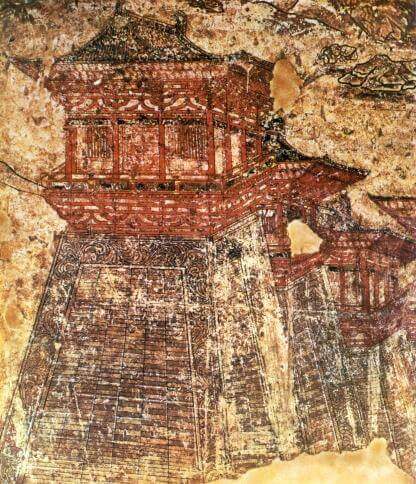 Tomb painting of the city walls of Chang'an in AD 706
