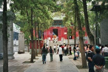 crowds inside the Shaolin Monastery