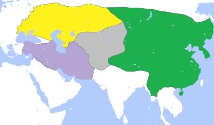 Map showing the division of the Mongol empire around AD 1300
