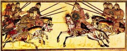 Mongol cavalry in a battle