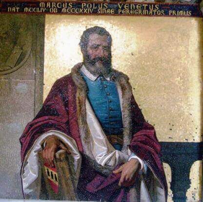 Mosaic representing Marco Polo at Villa Hanbury, Ventimiglia, Italy